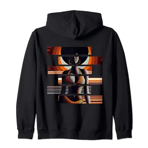 Afro Radiance: Vibrant Melanin Retro Vibes Zip Hoodie