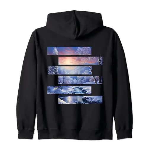 Arctic Elegance: Swirling River Zip Hoodie Apparel