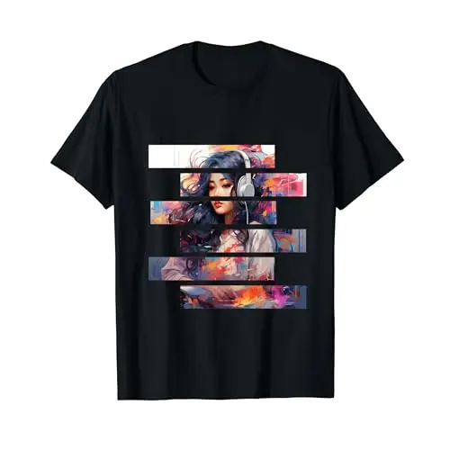 Beautiful Woman Enjoying Music Wearing Headphones T Shirt