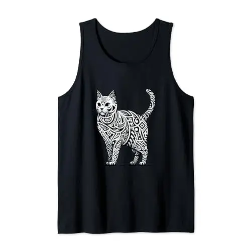 Black and White Tribal Pattern Cat Standing on Hind Legs