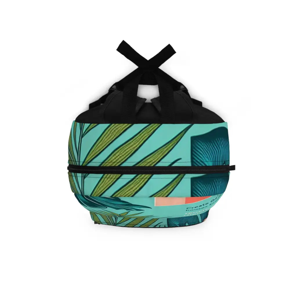 Botanical Wonders in Teal and Coral Hues Backpack One size