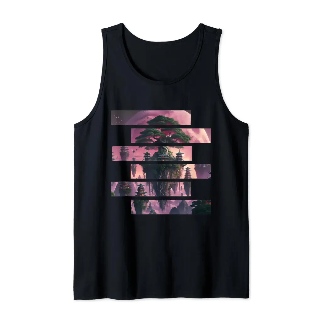 Celestial Sanctuary: Floating Zen Haven Tank Top Apparel