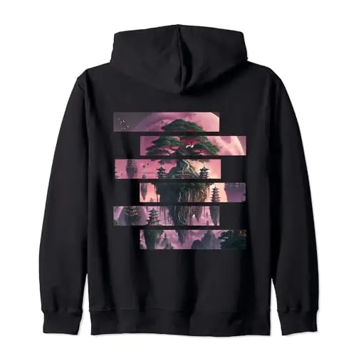 Celestial Sanctuary: Floating Zen Haven Zip Hoodie Apparel