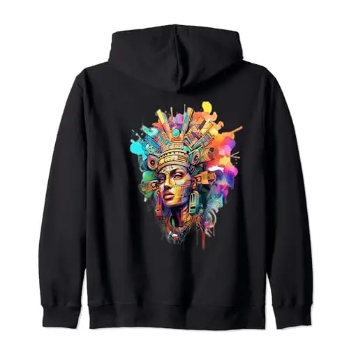 Colorful Ancient Mayan Princess Artwork Zip Hoodie Apparel