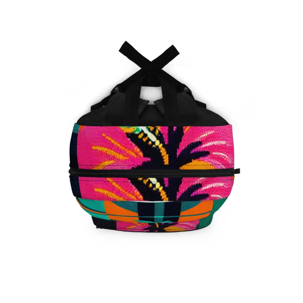 Colorful Plaid and Exotic Flower Design Backpack One size