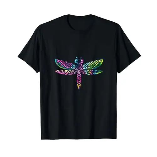 Colorful Tribal Rainbow Dragonfly T Shirt Apparel