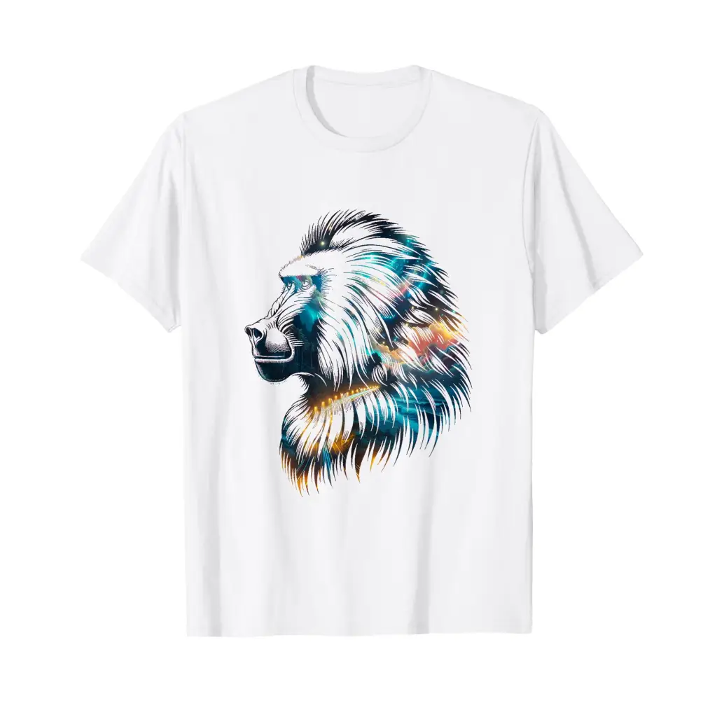 Cosmic Guardian: The Celestial Baboon T Shirt Apparel