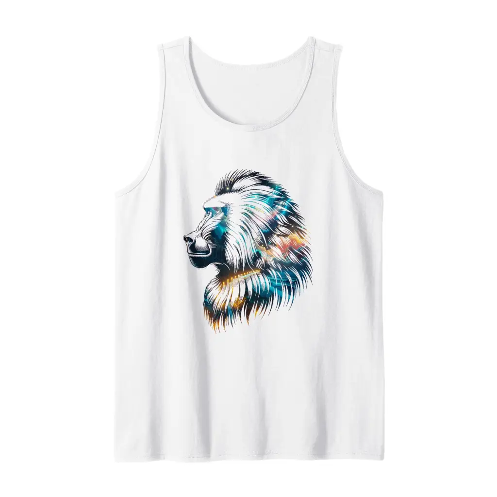 Cosmic Guardian: The Celestial Baboon Tank Top Apparel