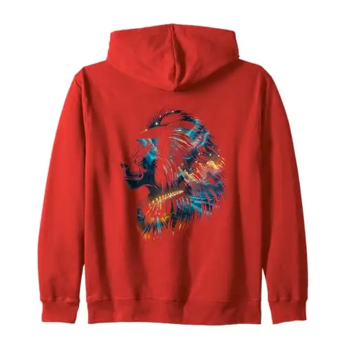 Cosmic Guardian: The Celestial Baboon Zip Hoodie Apparel