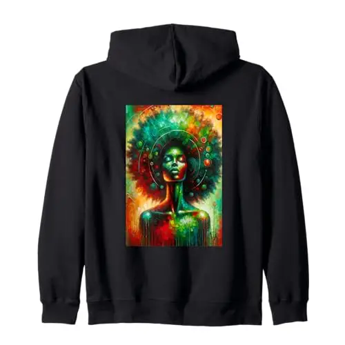 Cosmic Roots: Queen of the Universe Zip Hoodie Apparel