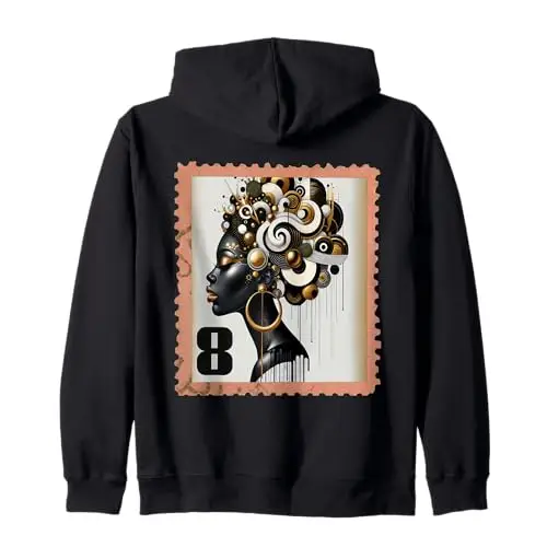 Crowned in Motion – Stamp No. 8 Zip Hoodie Apparel