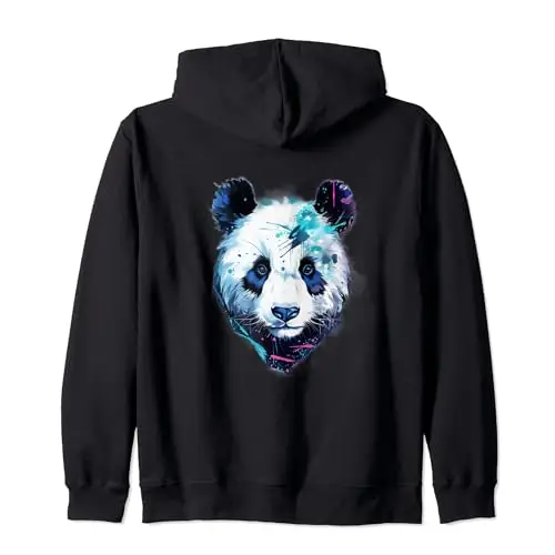 Cute Graffiti Panda Bear Minimalist Black and White Zip