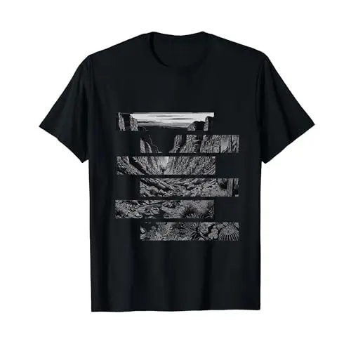 Desert Layers: Grunge Canyon Valley of Cacti T Shirt Apparel