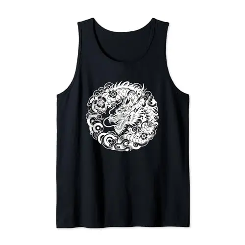 Dragon and Flowers Tank Top Apparel