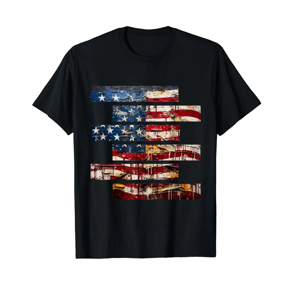 Dripping Patriotism: Canvas of the American Flag T Shirt