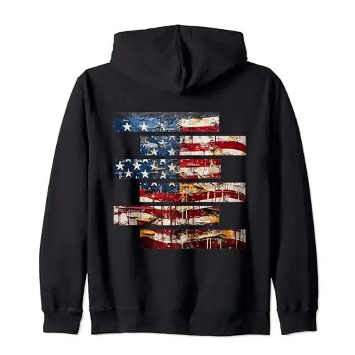 Dripping Patriotism: Canvas of the American Flag Zip Hoodie