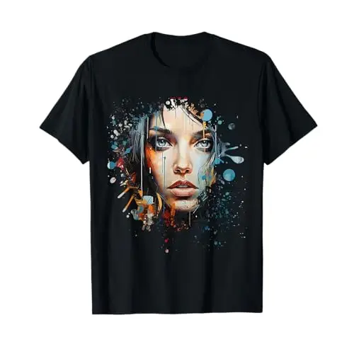 Echoes of Emotion: Portrait in Splashes T Shirt Apparel