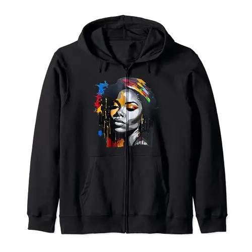Elegance Unveiled: A Black Woman’s Face of Empowerment Zip