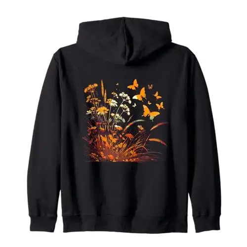 Fields of Radiance: Dance the Butterflies Zip Hoodie Apparel