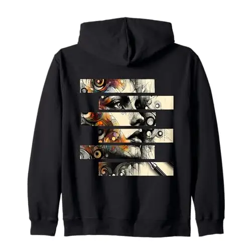 Fractured Vision: Abstract Expressions Zip Hoodie Apparel