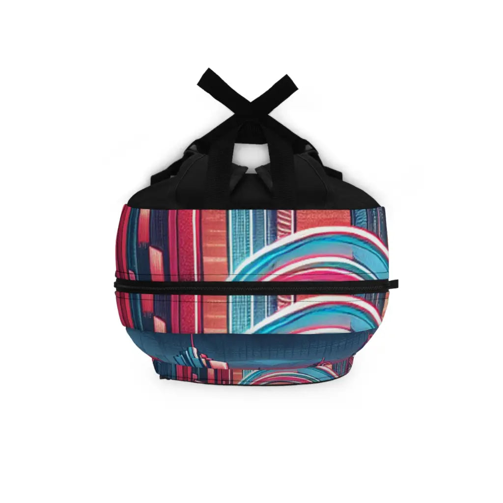 Futuristic Skyline with Illuminated Pathways Backpack