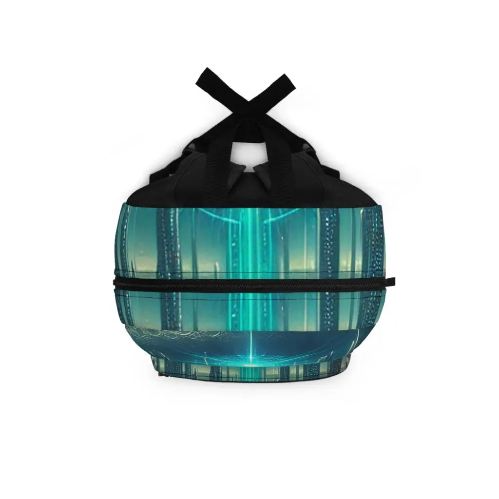 Futuristic Skyline with Luminous Moon Backpack One size Bags