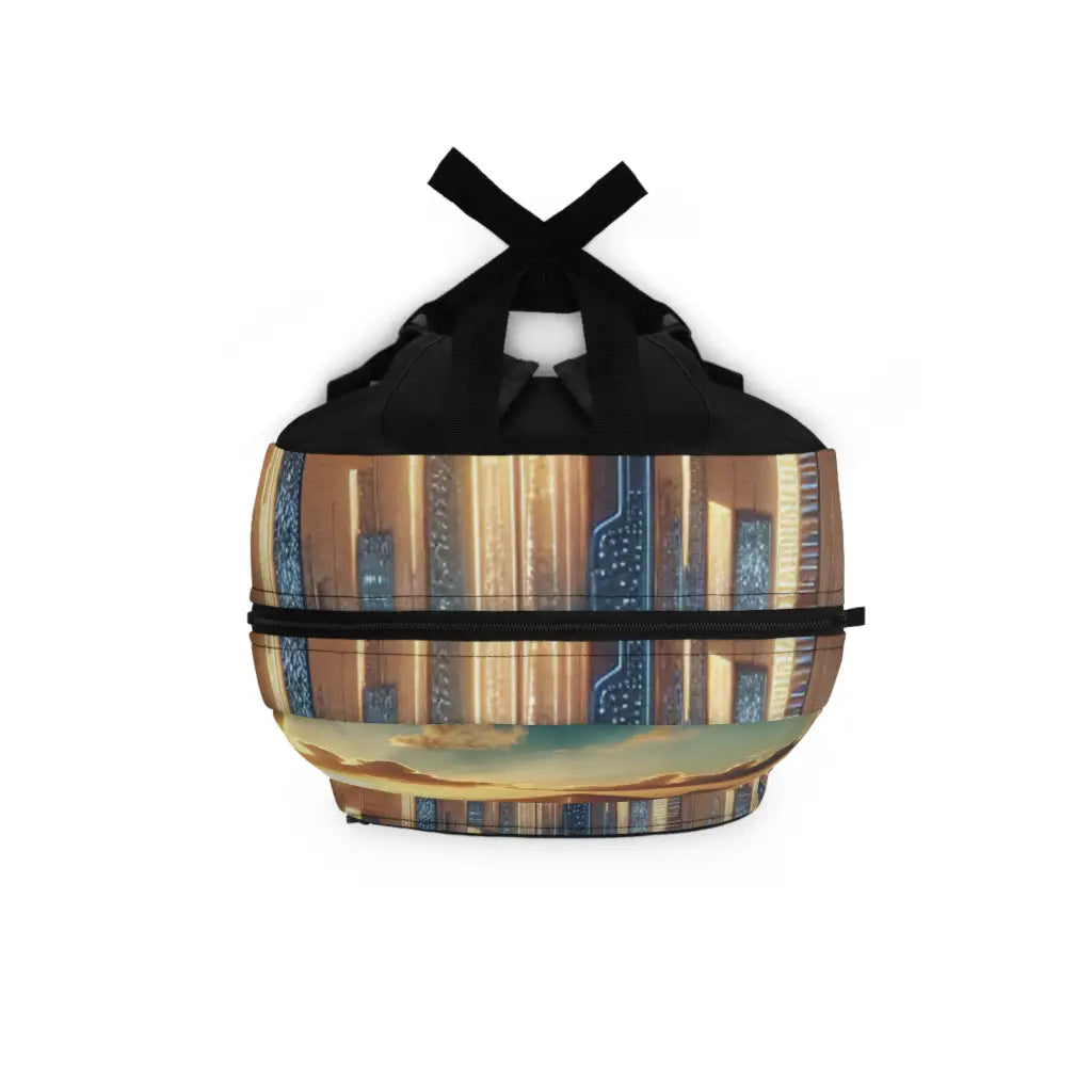 Futuristic Skyline with Majestic Pyramids Backpack One size