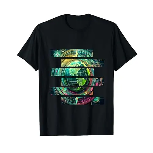 Futuristic Techno World Globe T Shirt Apparel