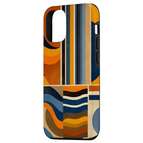 Geometric Symphony: Vibrant Collage in Blue Yellow and Ora