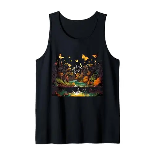 Golden Meadow: A Sunlit Garden of Butterflies Tank Top