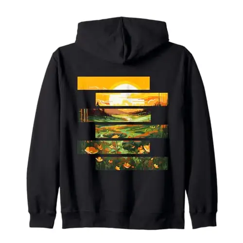 Golden Meadows: Sunrise Over Blossoming Fields Zip Hoodie