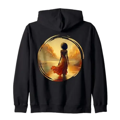 Golden Serenity: Embracing the Sunset Zip Hoodie Apparel