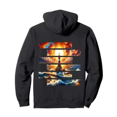Guiding Light: Lighthouse on Rocky Isle Pullover Hoodie