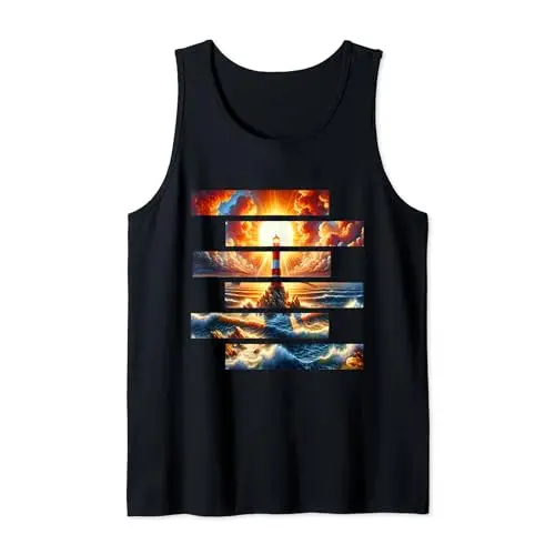 Guiding Light: Lighthouse on Rocky Isle Tank Top Apparel