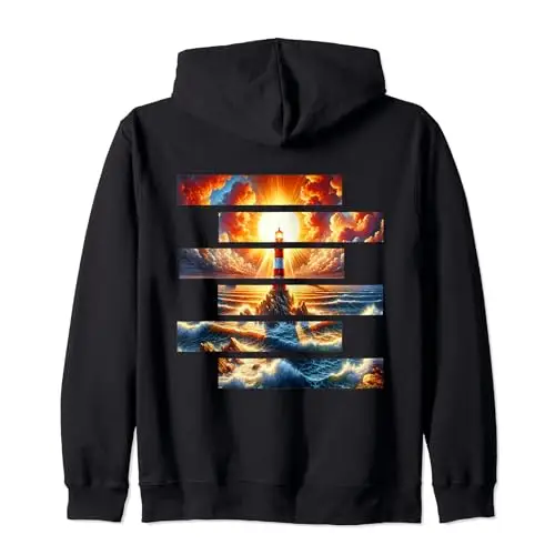 Guiding Light: Lighthouse on Rocky Isle Zip Hoodie Apparel