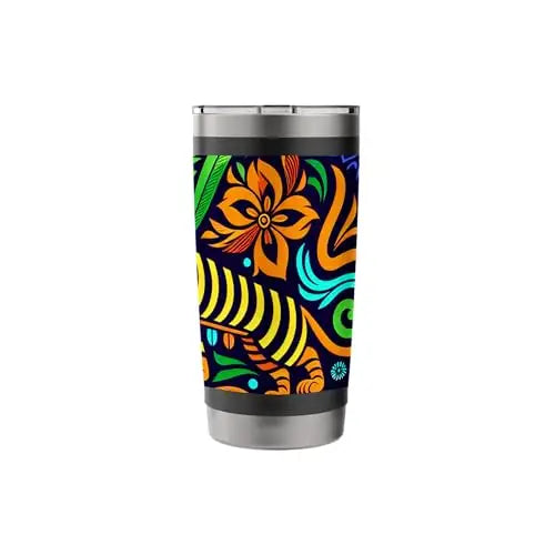 Jungle Harmony: Folk Art Tiger Stainless Steel Insulated