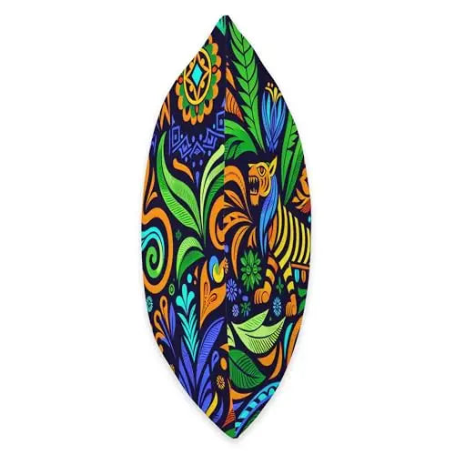 Jungle Harmony: Folk Art Tiger Throw Pillow Home