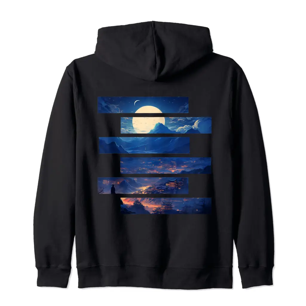 Lunar Horizon Peaks: Moonlit Majesty Over Mountains Zip