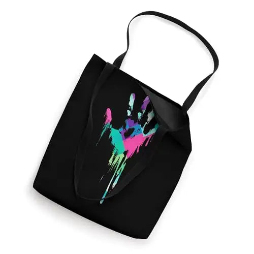 Melting Spectrum: Dripping Handprint Tote Bag Apparel