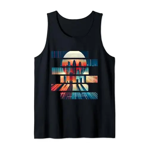 Metropolis Mosaic: Sunset in Segments Tank Top Apparel
