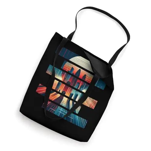 Metropolis Mosaic: Sunset in Segments Tote Bag Apparel