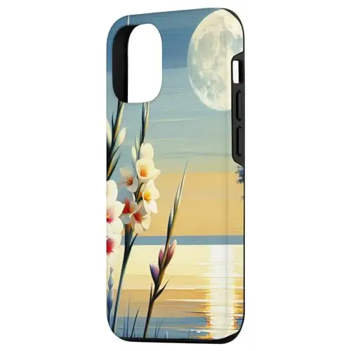 Moonlit Serenity: A Nighttime Floral Landscape Case (iPhone