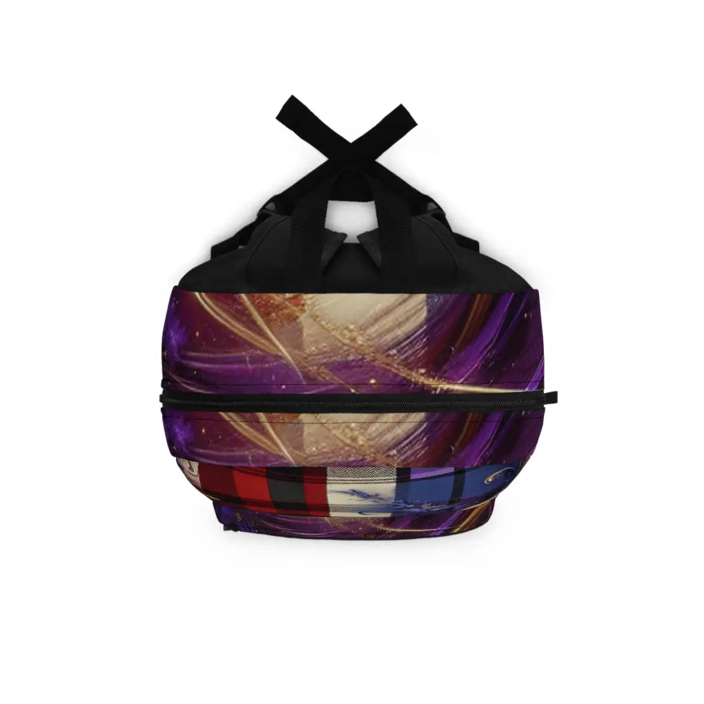 Plaid Fusion with Golden Swirls Backpack One size Bags