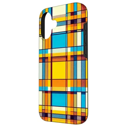 Plaid Sunlit Grid: Retro Geometric Harmony Case (iPhone