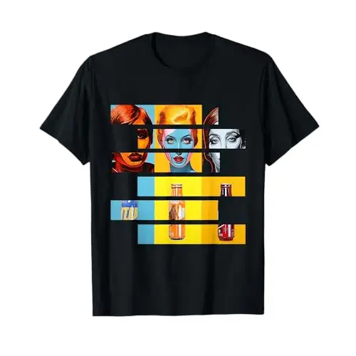 Pop Art Fusion: Fragmented Faces & Soda Bottles T Shirt