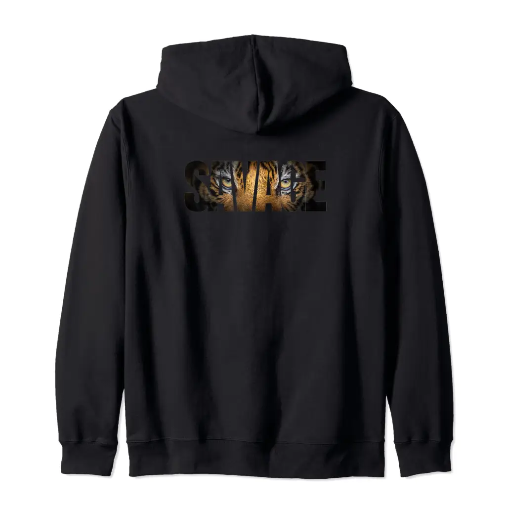 Predator’s Gaze: Savage Tiger Stare Zip Hoodie Apparel