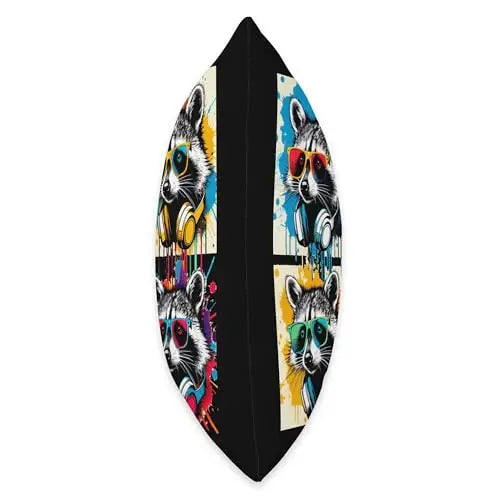 Raccoon Riot: Urban Beats and Street Colors Throw Pillow