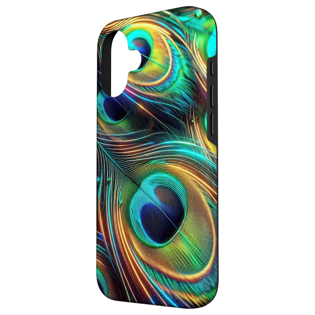 Radiance of Nature: Vibrant Peacock Feather Design Case