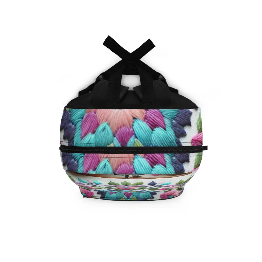 Radiant Petal Mandala Embroidery Backpack One size Bags