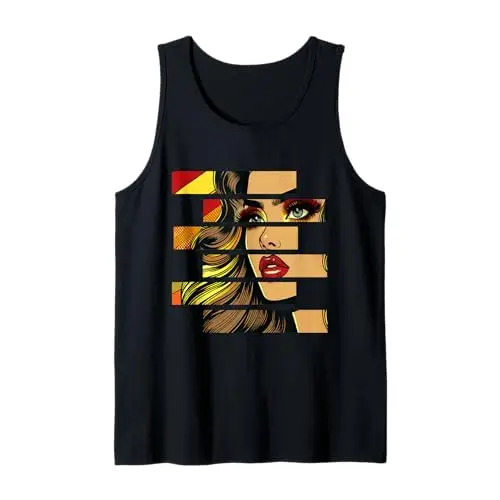 Retro Radiance: Fragmented Beauty in Motion Tank Top Apparel